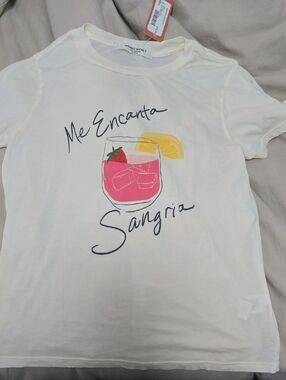 Project Social T White 'Me Encanta Sangria' Graphic Tee with Pink & Yellow Print